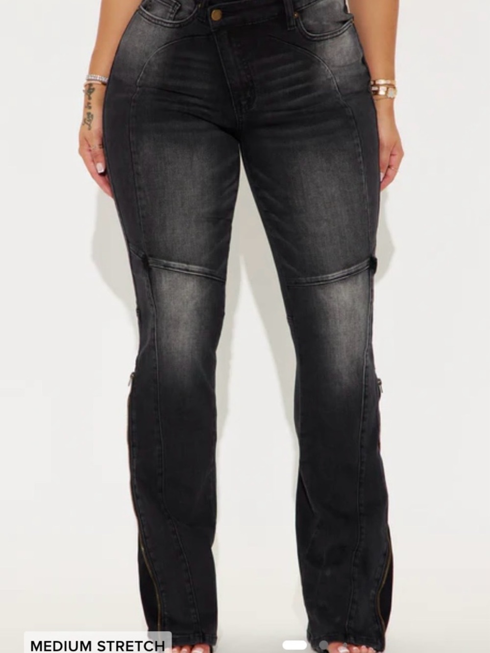 Fashion Nova Black Washed Boot-Cut High-Rise Jeans